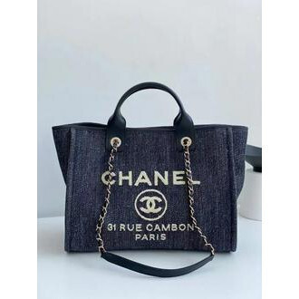 CHANEL 香奈兒 TOTE托特包 黑色帆布 珍珠購物袋 A66941 沙灘包 手提袋 單肩包專櫃