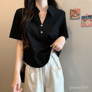 婷婷辣妹女裝店⭐ 臺灣出貨 新款 短袖 T恤 夏季 純棉 大碼 胖mm 正肩 顯瘦 polo領 半袖 體恤上衣女200斤