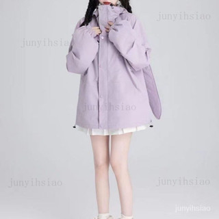 多巴胺甜美少女兔兔耳朵衝鋒衣外套秋季新款寬鬆休閒連帽夾剋上衣 輕風衣 騎車衝鋒外套 防風外套連帽1104 RSCU