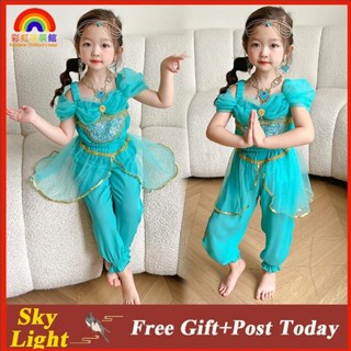 🍒新品特惠🍒茉莉公主服裝阿拉丁神燈肚皮舞角色扮演服裝帶假髮女孩萬聖節聖誕節兒童衣服生日禮物AG