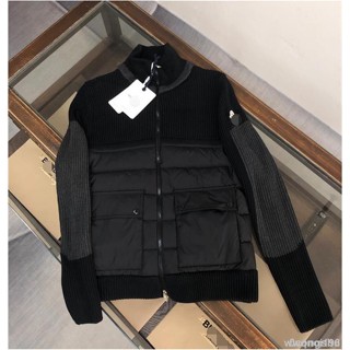 新款精品拼接針織立領羽絨服 男生女生外套 冬保暖修身休閒上衣外套 防風外套 輕盈保暖羽絨外套綠色 黑色外套