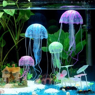 魚缸用品 熱銷 免運 模擬熒光水母魚缸 造景擺件 懸浮玩具 矽膠水母 水族箱內裝飾 工廠直銷