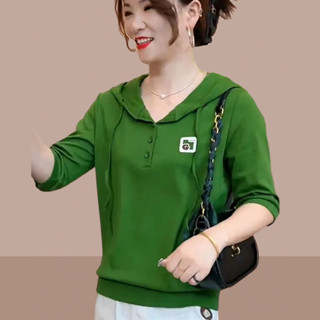 4xl 超大號女式寬鬆長襯衫連帽衫字母長袖 V 領 Wanita Baju 外套上衣 Blus 字母尼龍襯衫秋季服裝 #