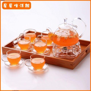 【桃園出貨】玻璃花茶壺茶具套裝加厚耐高溫花草茶具家用透明過濾壺泡茶煮茶壺【限時折扣價，出廠價】