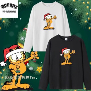 『多多莉』臺灣現貨 100%純棉 大碼棉tee 聖誕節加菲貓短袖t恤女 長袖t恤 oversize上衣 情侶t 兒童t恤