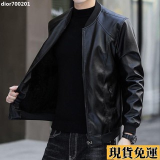 臺灣限時低價 【精品男裝】男士皮衣皮外套鞦鼕加絨皮夾剋飛行機車服韓版修身休閒保暖中青年jioyh GOVU