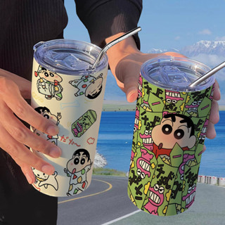 (限時特惠)蠟筆小新可愛保溫杯帶吸管隨手杯咖啡杯ins高顏值便攜學生水杯新款水壺 吸管杯 吸管水壺 水壺 兒童節禮物