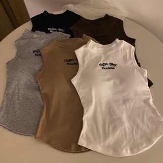 「BANGBANG」 辣妹刺繡字母吊帶純慾背心女設計感小眾內搭外穿帶胸墊長款上衣女
