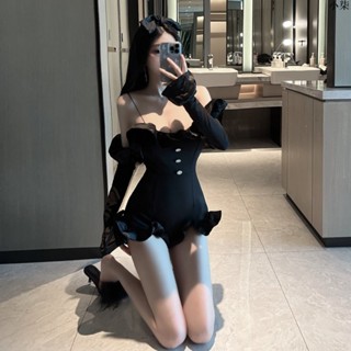 ✨s小柒✨情趣內衣性感女吊帶一字肩誘惑激情緊身長袖連體衣套裝一件