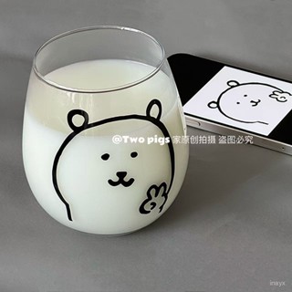🔥桃園新品大酬賓 限時5折🔥 ins可愛卡通透明玻璃杯少女果汁牛奶水杯加厚咖啡杯大容量