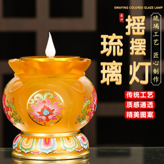 【桃園出貨】琉璃蓮花電子供佛燈LED模擬蠟燭家用供佛觀音菩薩長明燈小荷花燈