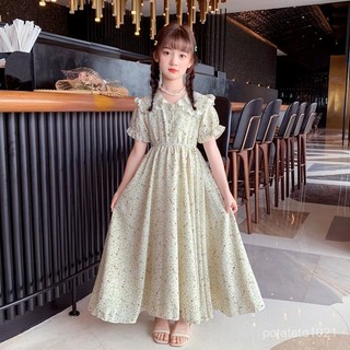 ✨波比童裝✨中大女童洋裝 女童連衣裙夏裝2025新款兒童洋氣碎花中大童夏季雪紡童裝女孩裙子/連衣裙拚接洋裝/公主裙中大童