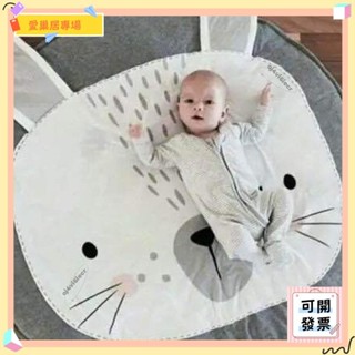 💫桃園+可開發票💫卡通動物嬰兒遊戲墊可折疊兒童爬行毯墊圓形地毯地毯玩具純棉兒童房間裝飾照片道具💫桃園出貨💫