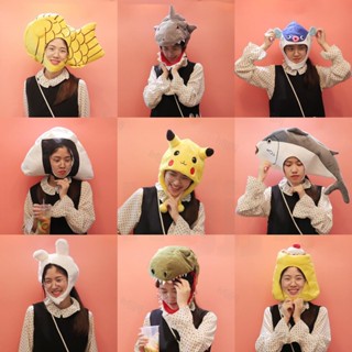 ［💚桃園出貨💚］幼兒角色扮演頭飾 錶演頭套 卡通頭套DIY 搞怪兔子 青蛙河豚 卡通頭套帽子 兒童表演頭套 拍照道具