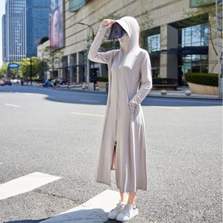 精緻女人生活館💄防曬衣女夏季2025新款電動車紫外綫長款全身開衫裙冰絲外套防曬服