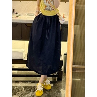 （免運）服裝-潮流館大碼胖mm氣質半身裙子女夏季時尚百搭寬松顯瘦高腰中長a字花苞裙