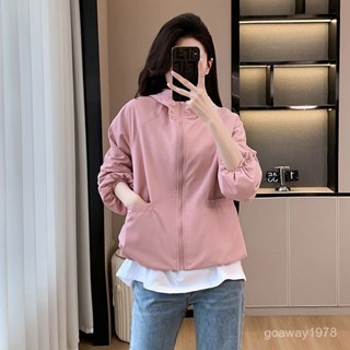 韓版春夏款外套女休閒寬鬆百搭戶外運動風衣透氣純色小個子防曬衣