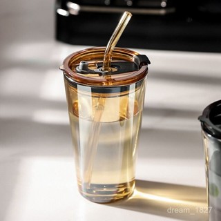 🔥搶便宜🔥 玻璃杯 帶蓋吸管水杯 喝水杯 新款 果汁杯 奶茶杯 咖啡杯 隨行杯 透明水壺 環保杯 吸管杯 吸管水壺