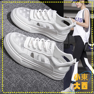臺灣出貨🎀 免運 時尚老爹鞋 厚底增高休閒鞋 軟底防滑鞋透氣包頭運動涼鞋小白女鞋女款2025夏季新款百搭平底休閒鏤空闆鞋