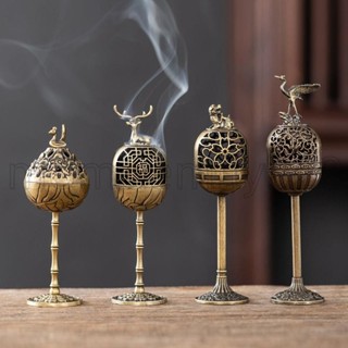 🔥臺灣發貨🔥中式高腳宮燈爐 合金蓮花福鹿盤香爐 家用室內茶桌小祥雲薰香爐擺件