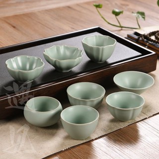 ~圓圓の雜貨鋪汝窯茶杯 正品汝瓷品茗杯 單個陶瓷主人杯 手工茶盞 高檔送禮品茗家用辦公會客茶具