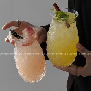 ✨Pyk派克✨ins風創意菠蘿玻璃杯果汁飲料冷飲杯子家用客廳喝水咖啡杯高顔值