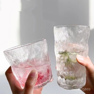 🔥熱賣精品🔥網紅高顏值日式冰川杯創意透明錘紋玻璃杯家用大容量咖啡杯禮品杯玻璃杯 咖啡杯 美式拿鐵杯子 冷萃杯 網紅杯