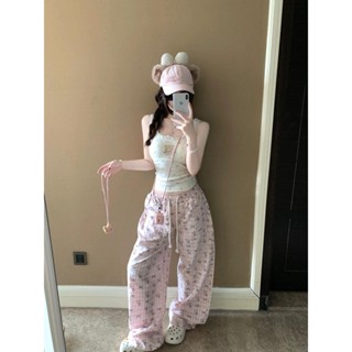 🟠ViVi SHOP🟠 美式純慾蕾絲花邊小熊印花背心女夏季修身顯瘦內搭小個子上衣