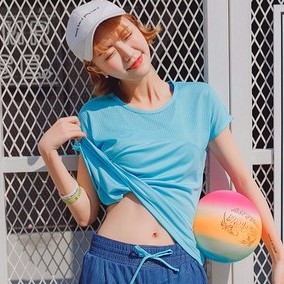 Hmanin0604女士運動服新款健身短袖運動上衣速幹透氣網眼T恤韓版罩衫瑜伽服
