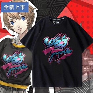 熱銷新款免運 女神異聞錄p5遊戲周邊夜幕魅影同款cos短袖T恤男女夏季二次元衣服 動漫短袖T恤 男款潮牌短袖短T 日