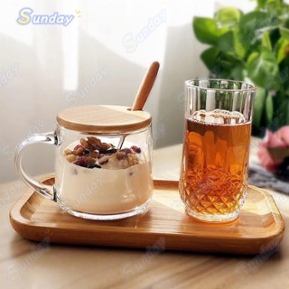 嘉義出貨🍽玻璃杯ins 花茶杯 早餐杯 玻璃馬克杯帶蓋勺 牛奶杯 家用咖啡啤酒杯 水杯 耐熱杯
