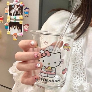 【免運24-H】ins水杯卡通kitty玻璃杯 高顏值耐高溫咖啡杯牛奶家用