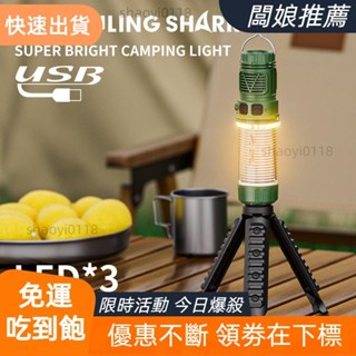【桃園發貨】LY8256 led手電筒強光 白黃光露營燈 磁吸工作燈 Type-C 6檔帶支架 帳篷燈 防水露營夜市擺攤
