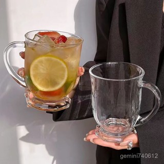 免運 臺灣出貨 居家水杯 青蘋果咕嚕咕嚕口杯ins大容量複古把手飲料玻璃杯果汁奶茶牛奶杯 WMS3