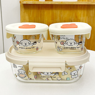 【早安の雜貨鋪】玻璃飯盒保溫餐盒保鮮盒帶飯便當盒水果盒微波爐有蓋上班族學生女