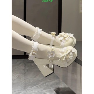 臺灣發貨 瑪莉珍鞋 地雷系 厚底鞋 鬆糕鞋 樂福鞋 甜美Lolita鞋洛麗塔鞋子防水臺高跟鞋可愛蕾絲蝴蝶結兔子少女單鞋
