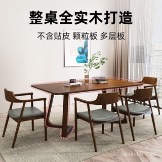 【🔥熱銷爆品】北歐實木長餐桌家用多人吃飯桌簡約洽談咖啡桌休閒原木書桌辦公桌家用餐桌 辦公桌 長桌 傢用飯桌 餐桌