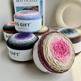 biggift棉彩色段染線 花苞線 韓國空心DIY手工像針 編織包包帽子毛線 手工編織圍巾圍脖帽子圍巾/6.10
