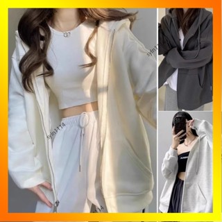 🌺花開🌺連帽外套 女生外套 寬鬆外套 oversize 外套女 基礎款 長袖 刷毛 帽t 大學t 秋冬外套-QAC