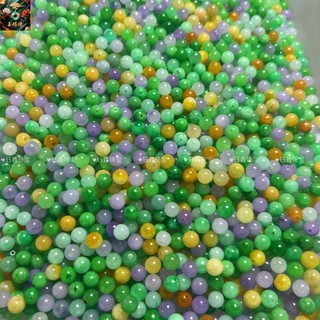 三彩紫羅蘭果綠黃翡巴山翠翡翠色8mm圓珠diy手鏈項鏈散珠配件玉石