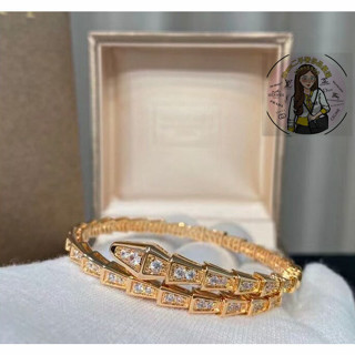 精品現貨 BVLGARI 寶格麗 SERPENTI系列蛇形滿鑽18K玫瑰金手環 手鐲 BR858084 現貨