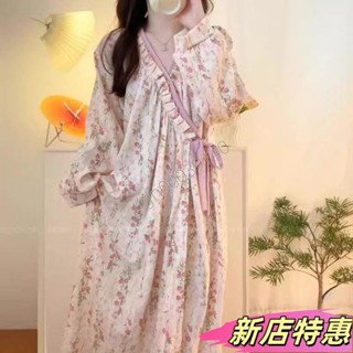 ✨新店特惠✨「四季通用」長款睡裙睡衣 睡袍 浴袍 家居服 國風櫻花款 超長款 春秋新款 女生睡袍