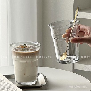 【臺灣出貨】韻器ins風玻璃大容量美式咖啡杯臺階反口杯喝水杯簡約牛奶奶茶杯
