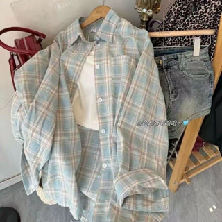 𝓟𝓵𝓾𝓼𝓜𝓪𝓵𝓵▪夏天外套薄外套女防曬外套女生外套格子襯衫休閑襯衣外套寬鬆上衣顯瘦防曬長袖女裝上衣