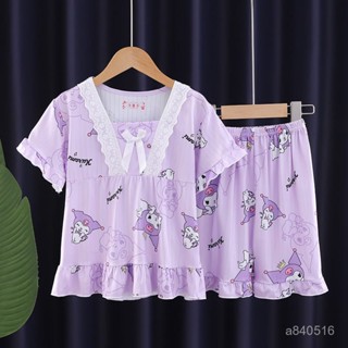 🍀桃園出貨🍀兒童上衣 小孩睡衣 居家服 夏季薄款睡衣 新款女童公主風睡衣春秋季薄款卡通短袖女孩小孩中大童家居服套裝