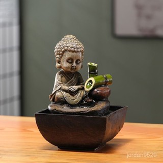 (下單前聊聊)招財流水擺件小型水循環客廳現代中式禪意擺件辦公桌麵裝飾 HGTB