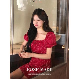 Codibook｜韓國 Dayroze 素雅點點V領短袖及膝洋裝［預購］長洋裝 連身睡衣 女裝