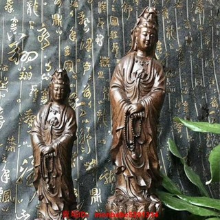 佳人有約精雕南海如意 手工雕刻 沉香木觀音 手持念珠觀音 如意觀音 觀世音菩薩 神像佛像 木雕裝飾擺件
