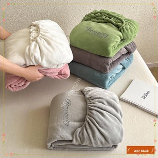 熱賣推薦 字母刺繡法蘭絨床單 牛奶絨床包 迅速升溫 牛奶絨枕頭套 單人 雙人 加大絨床包 寬邊枕頭套yytu