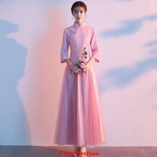 可開發票新品 中式伴娘服 中國風長款結婚禮服 復古結婚伴娘團姐妹裙 禮服 團體服裝 閨蜜裝 禮服裙